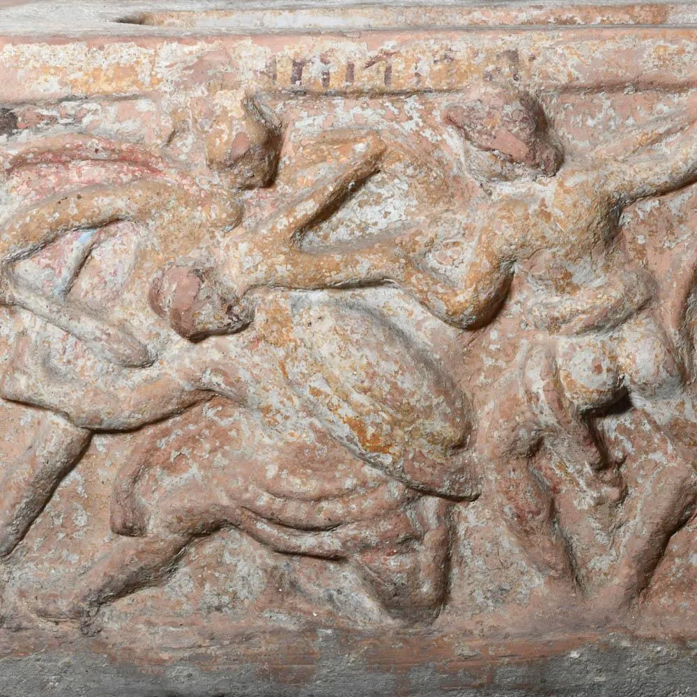 An Etruscan Terracotta Cremation Urn, Hellenistic Period, ca. 2nd century BCE