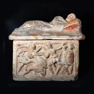 An Etruscan Terracotta Cremation Urn, Hellenistic Period, ca. 2nd century BCE
