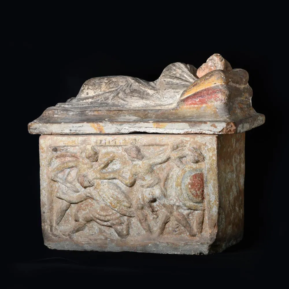 An Etruscan Terracotta Cremation Urn, Hellenistic Period, ca. 2nd century BCE