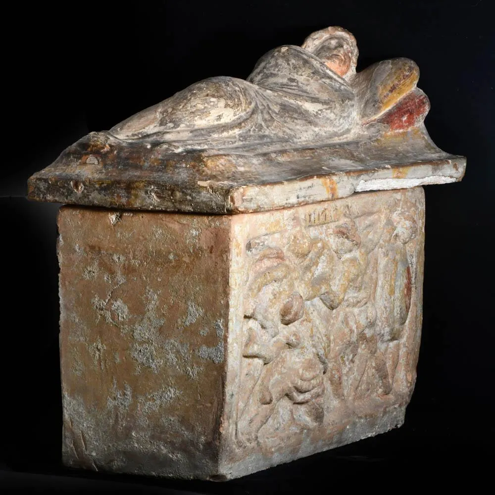An Etruscan Terracotta Cremation Urn, Hellenistic Period, ca. 2nd century BCE