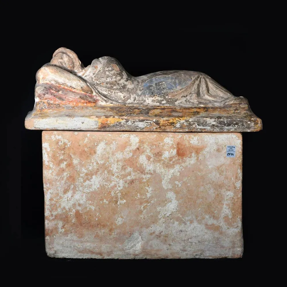 An Etruscan Terracotta Cremation Urn, Hellenistic Period, ca. 2nd century BCE