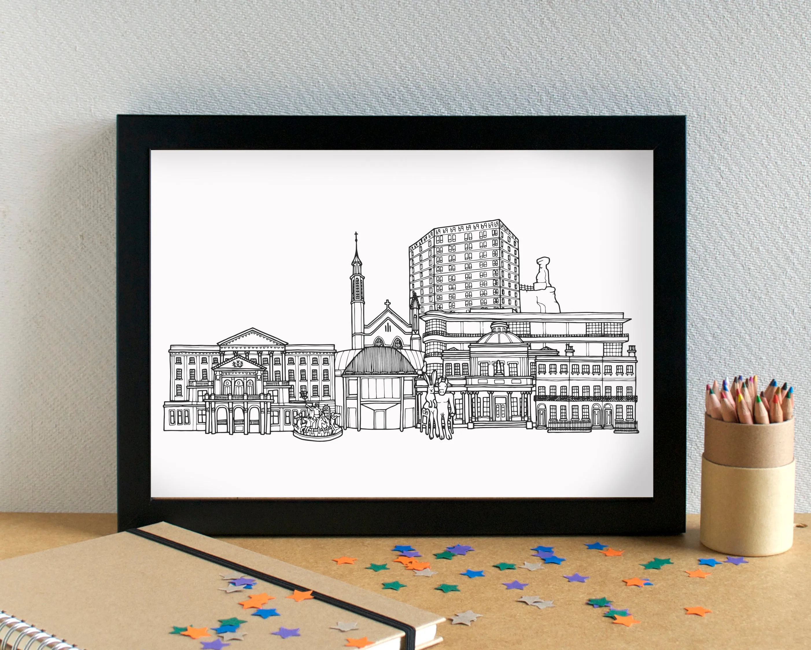 Cheltenham Skyline Landmarks Art Print - can be personalised