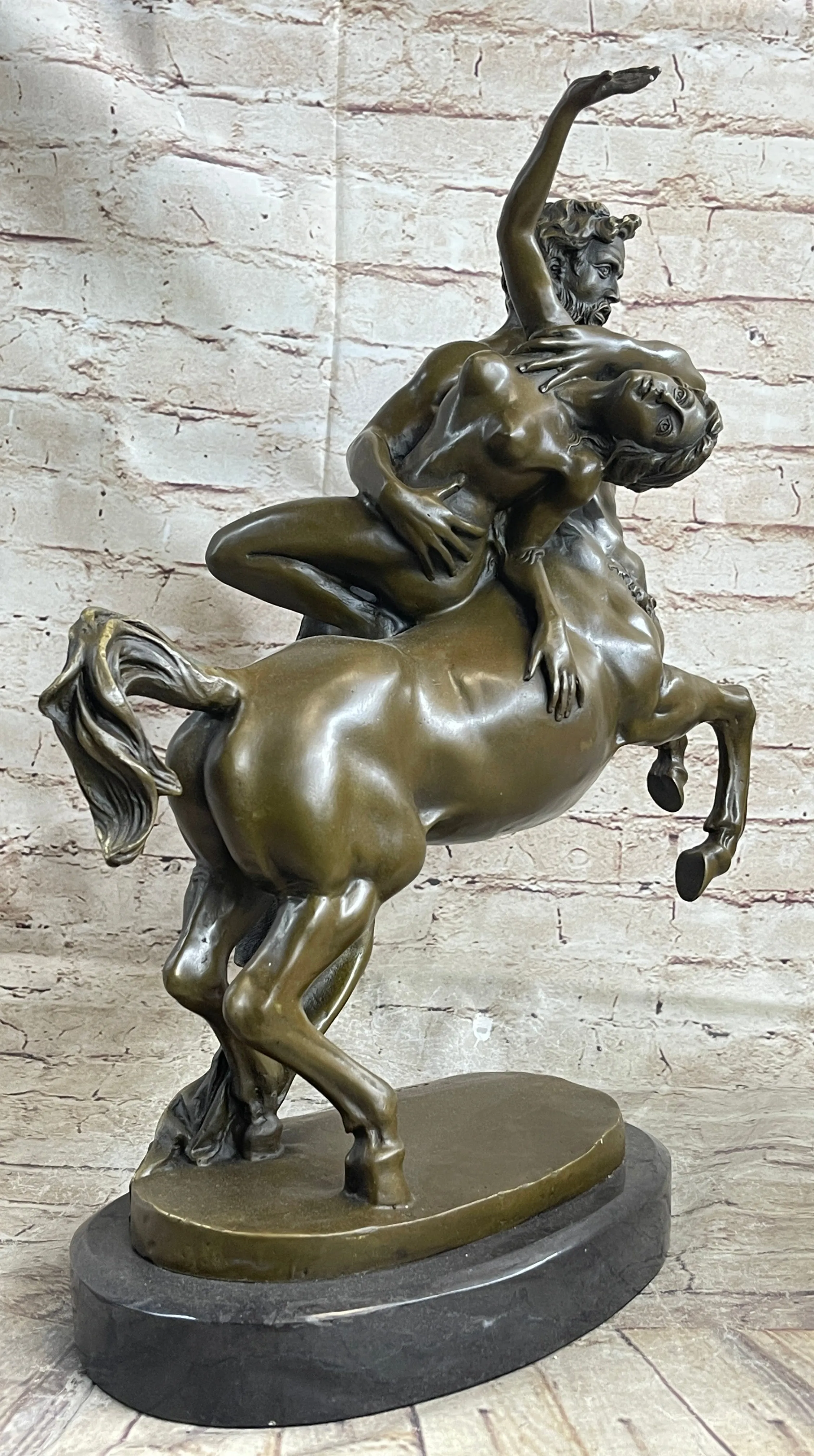 Clodion Centaur Abducting Nude Woman Bronze Statue Mythical Greek Art Sculpture