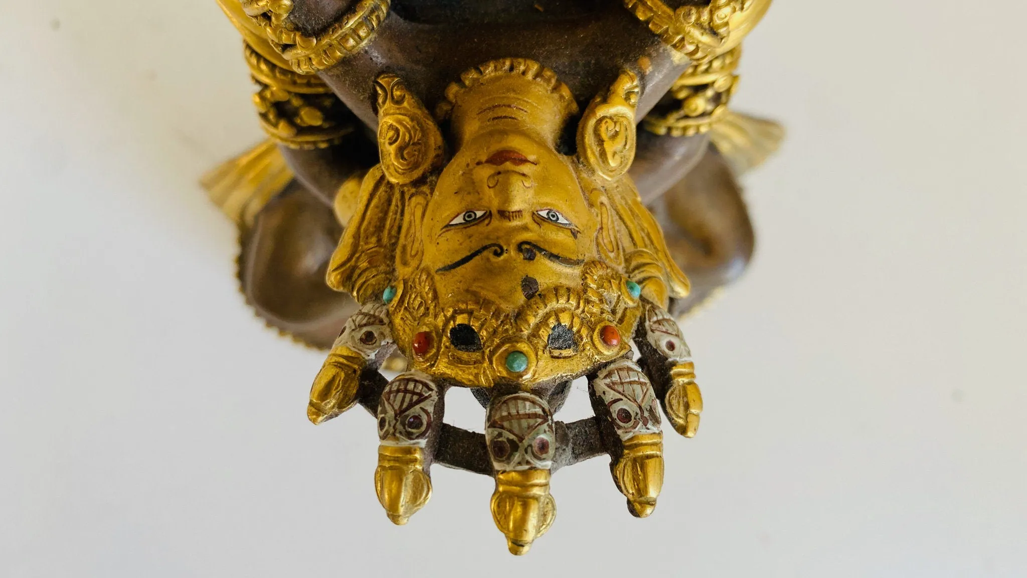 Gold Plated Nepalese Yab Yum Statue of Vajrasatva Embracing Shakti. Copper