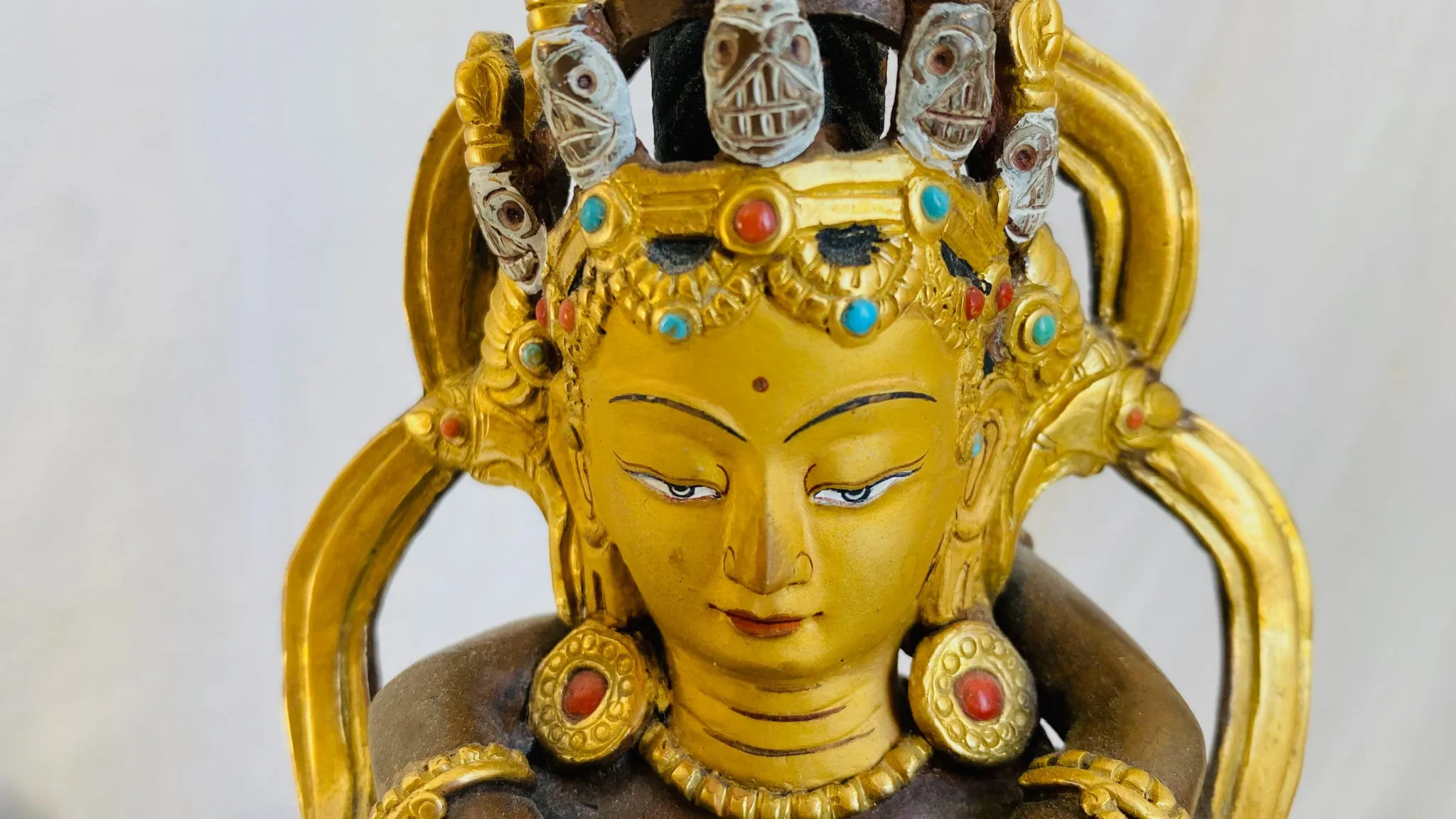Gold Plated Nepalese Yab Yum Statue of Vajrasatva Embracing Shakti. Copper