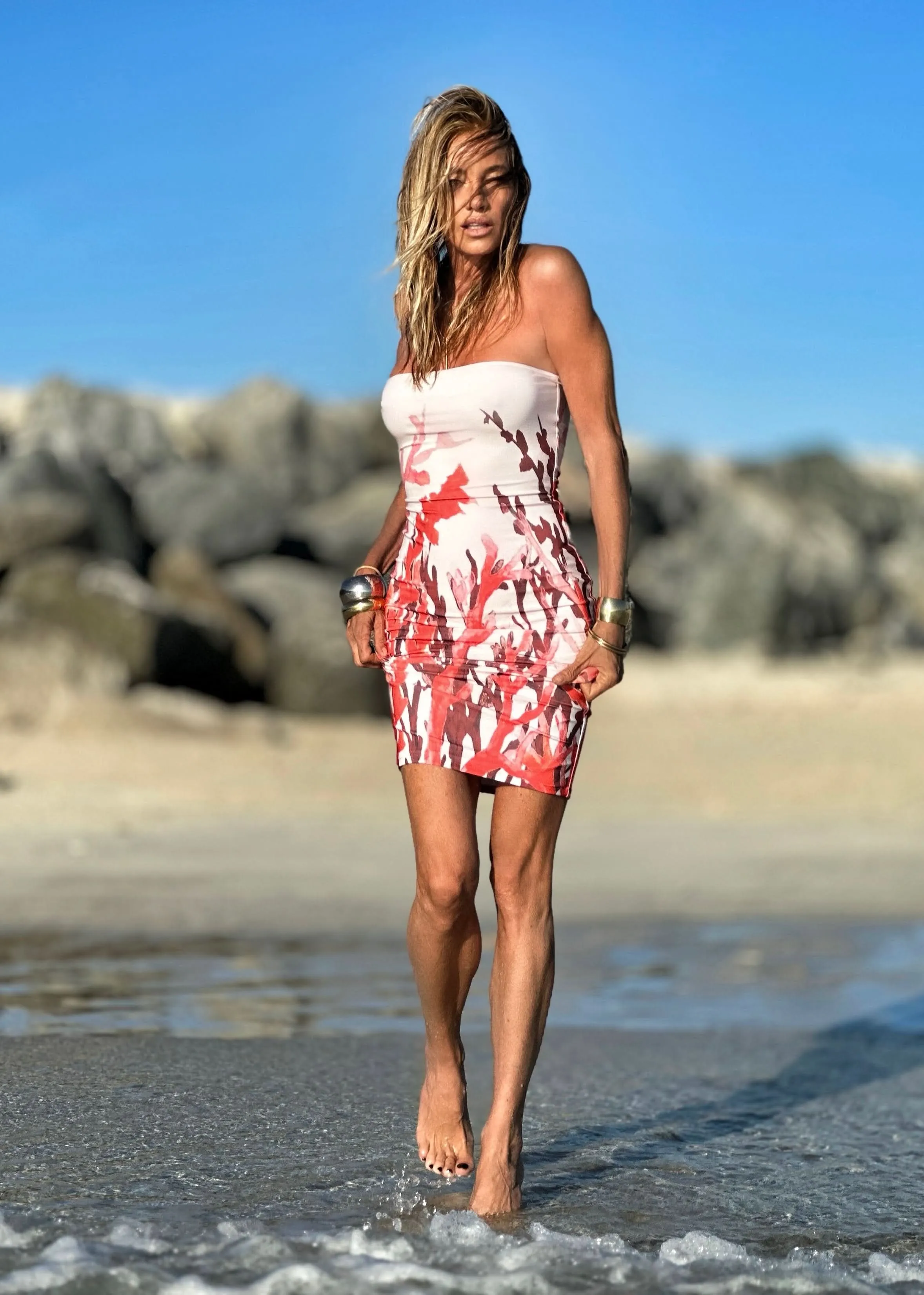 Pamela Strapless Dress Fire Coral