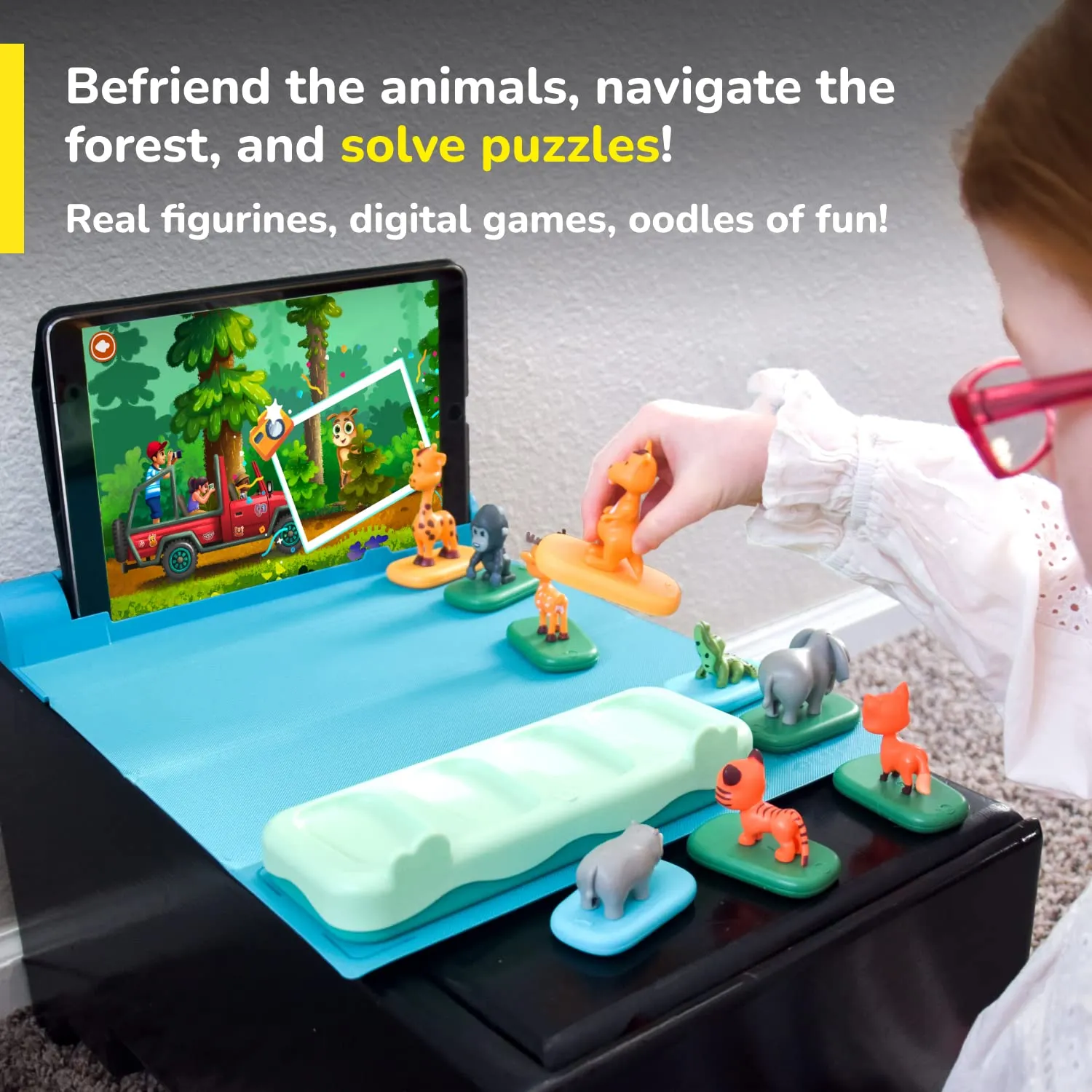PlayShifu Plugo Animals - Super Safari Adventure Kit with Puzzles for Kids Ages 4 Years & Up (App Based, Device Not Included)