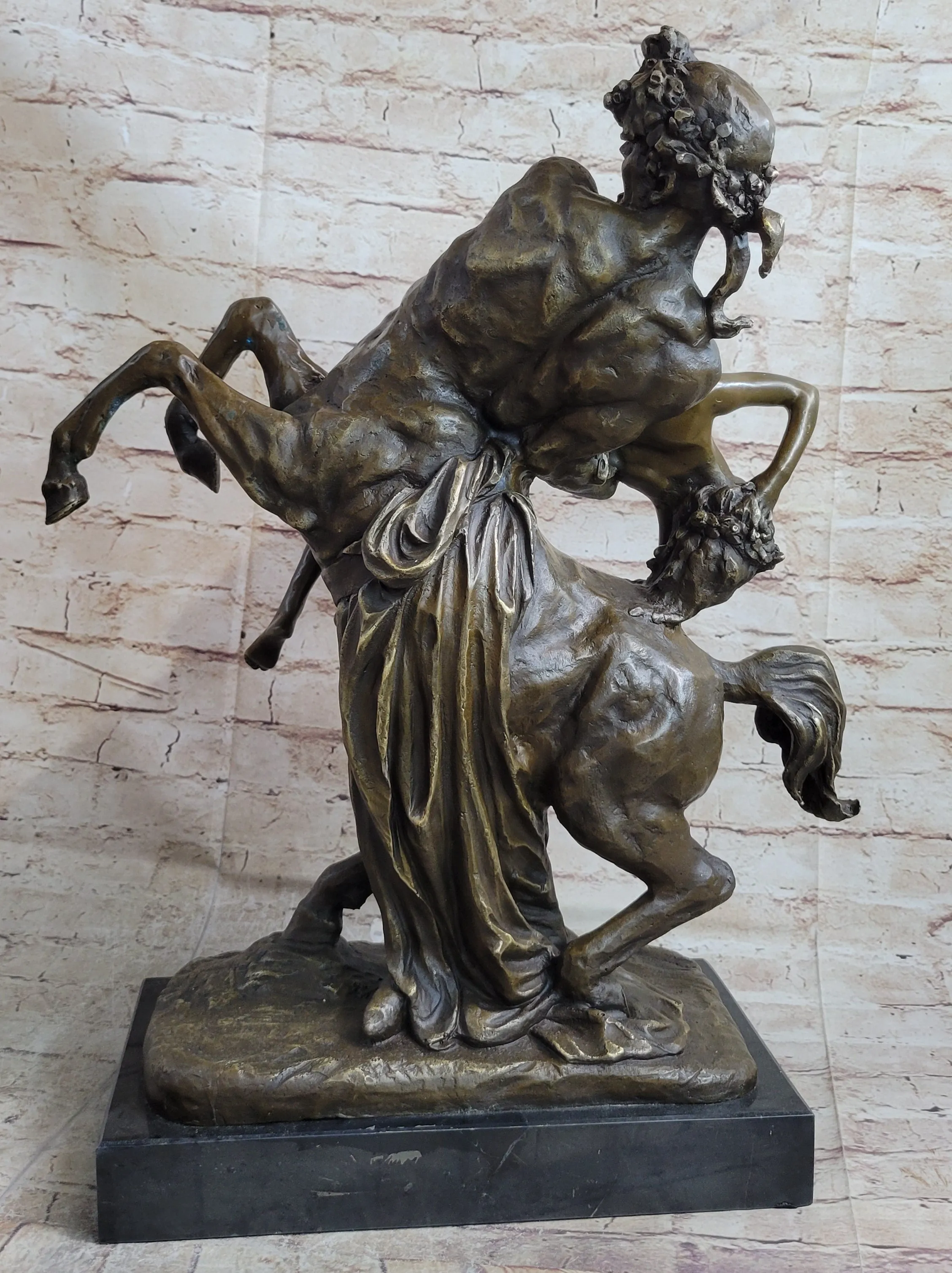 The Abduction of Hippodameia Greek Centaur & Nude Female Bronze Statue Sculpture 21" x 18"
