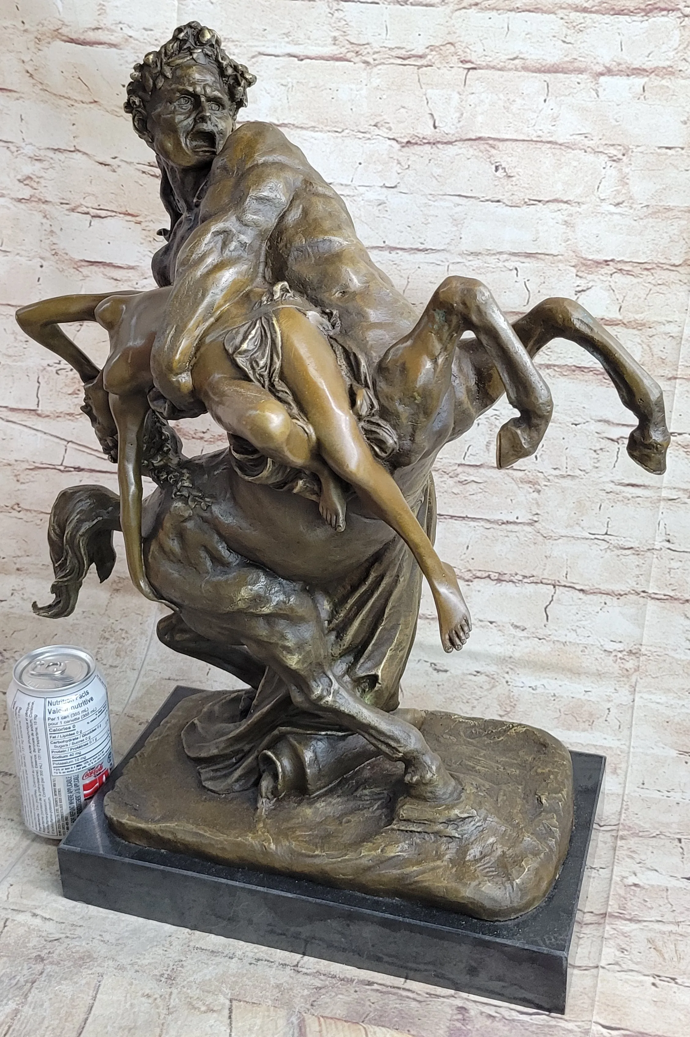 The Abduction of Hippodameia Greek Centaur & Nude Female Bronze Statue Sculpture 21" x 18"