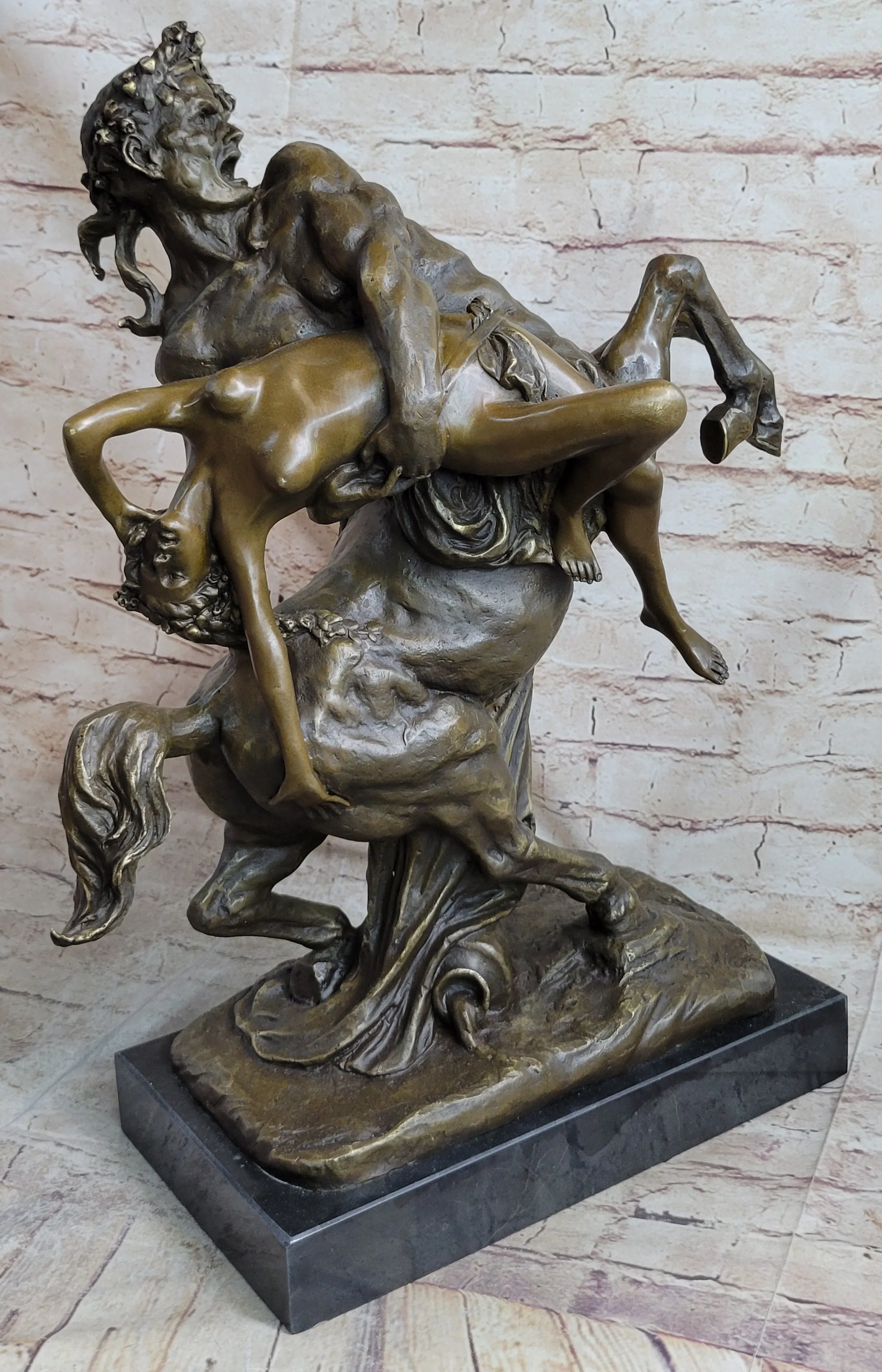 The Abduction of Hippodameia Greek Centaur & Nude Female Bronze Statue Sculpture 21" x 18"