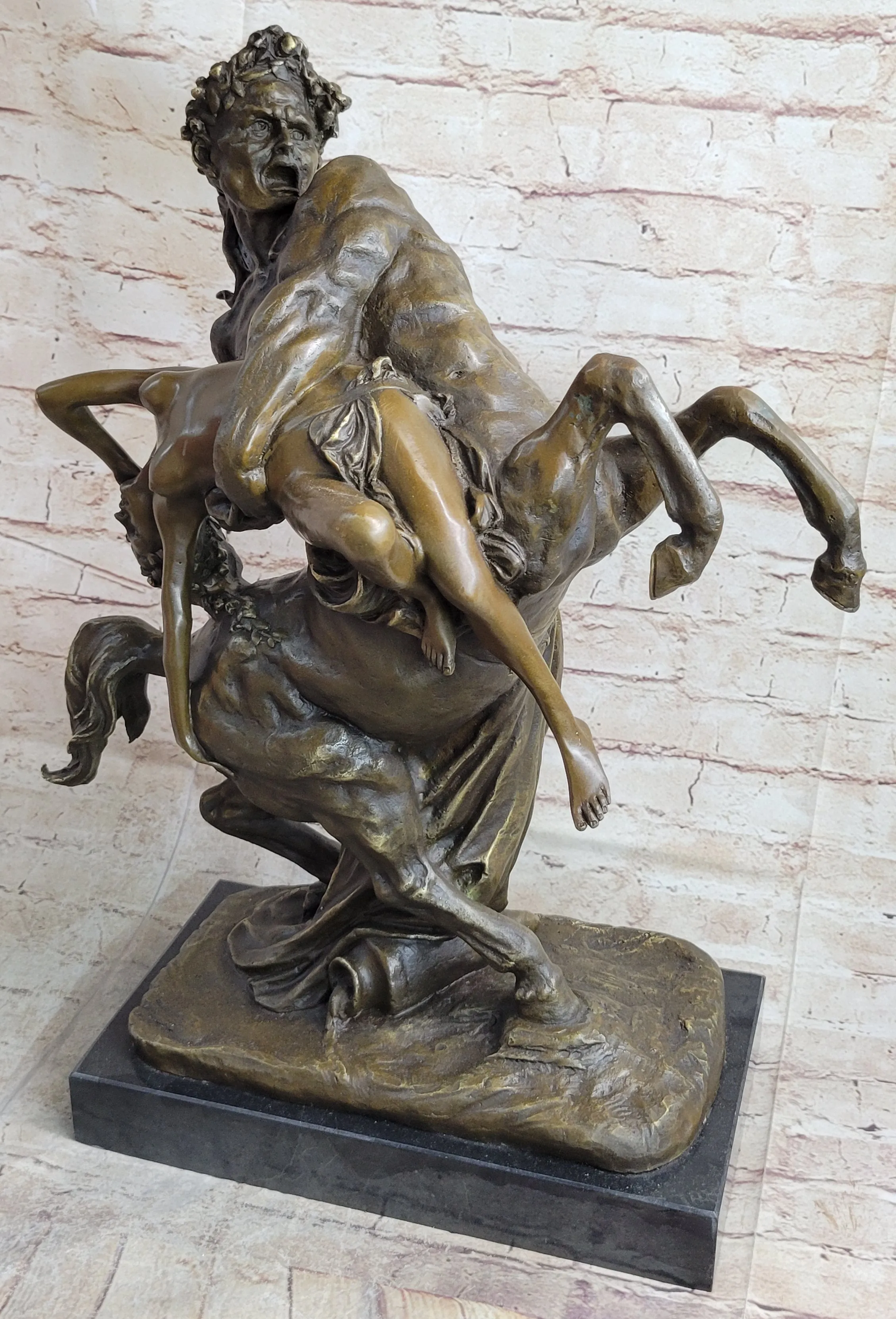 The Abduction of Hippodameia Greek Centaur & Nude Female Bronze Statue Sculpture 21" x 18"