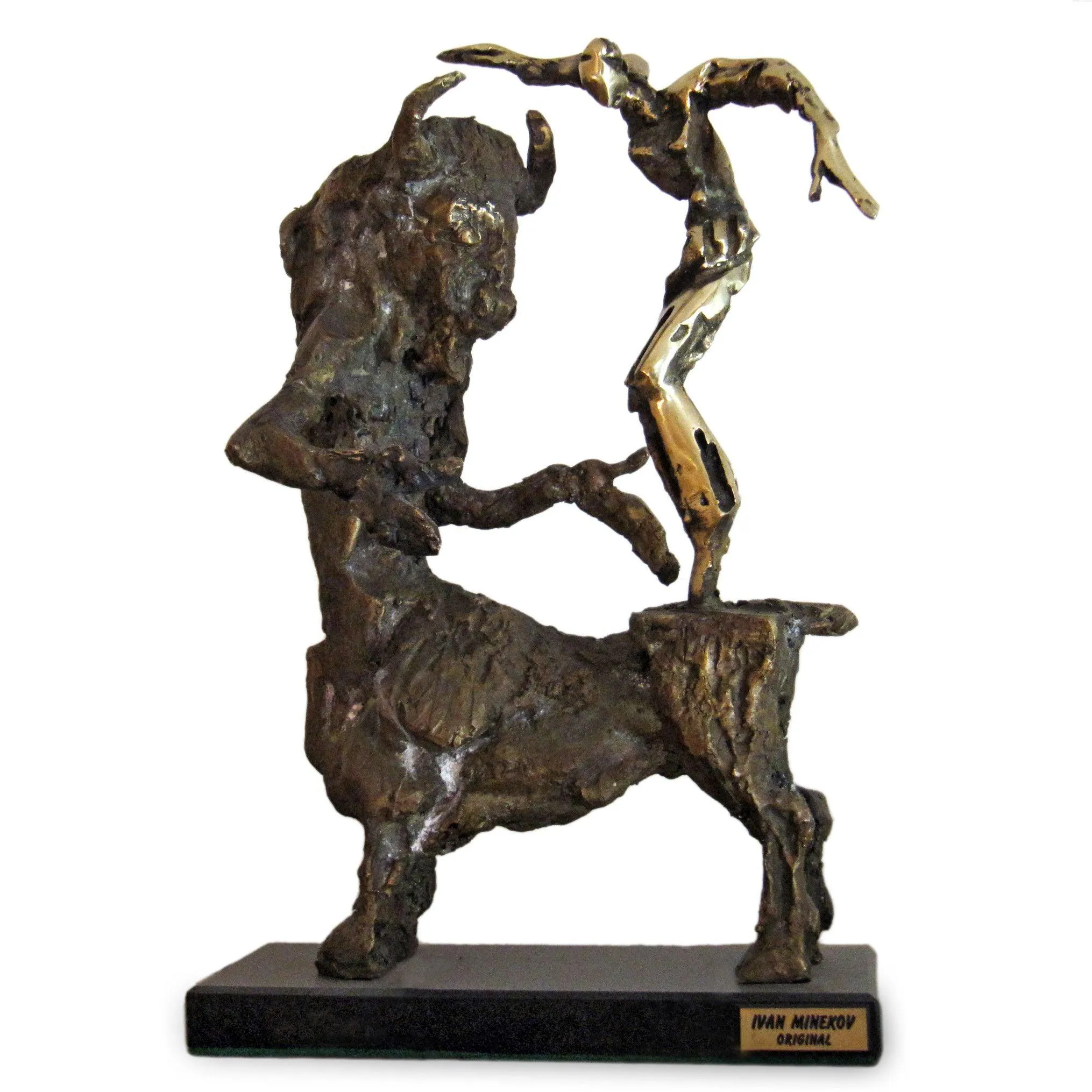 Theseus fighting the Minotaur, Bronze Sculpture by Ivan Minekov